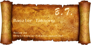Baszler Taksony névjegykártya